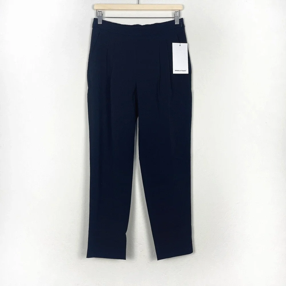 NWT Ministry Of Supply Swift Drape Pants Black‎ Size 4 Pleated Lightweight